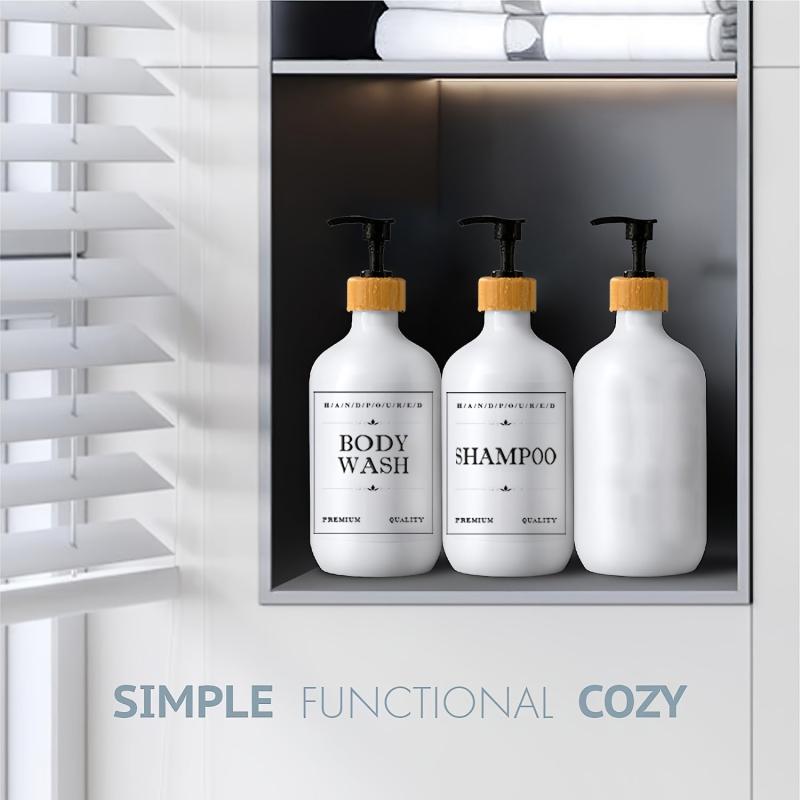 3pcs Soap Dispenser Bottles 500ml with Pump Bathroom Labels