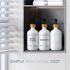 3pcs Soap Dispenser Bottles 500ml with Pump Bathroom Labels