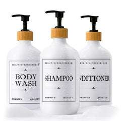 3pcs Soap Dispenser Bottles 500ml with Pump Bathroom Labels