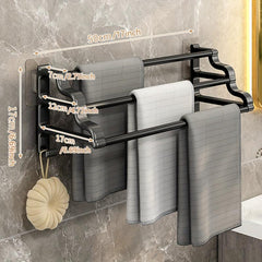 Wall Mounted Towel Rack with Three Rods for Bathroom