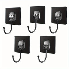 5pcs Adhesive Wall Hooks Stainless Coat Hangers