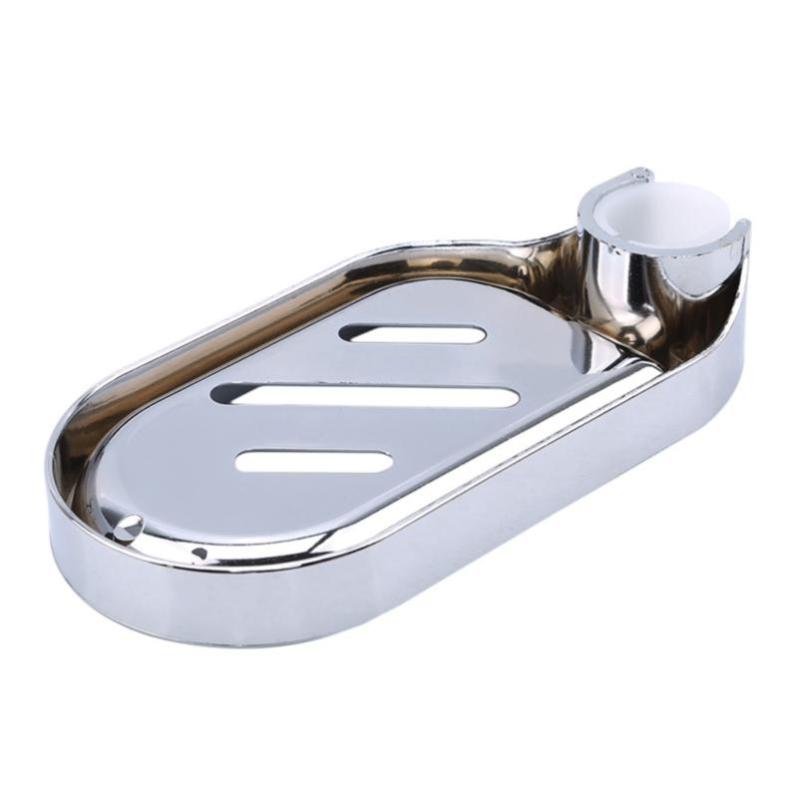 Adjustable Shower Rod Slide Bathroom Soap Holder Soap Dish