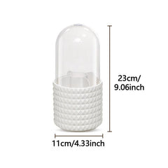 Large Makeup Brush Storage Box with Transparent Lid & 360 Rotating Pen Holder