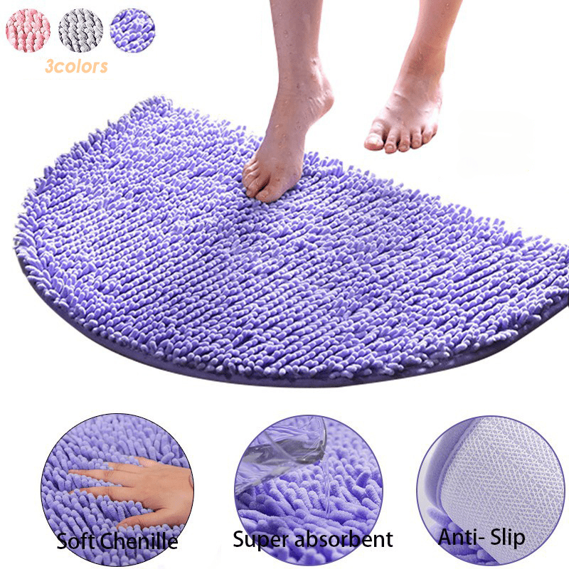 Chenille Semicircle Shaggy Rug Bathroom Carpet Soft Doormat