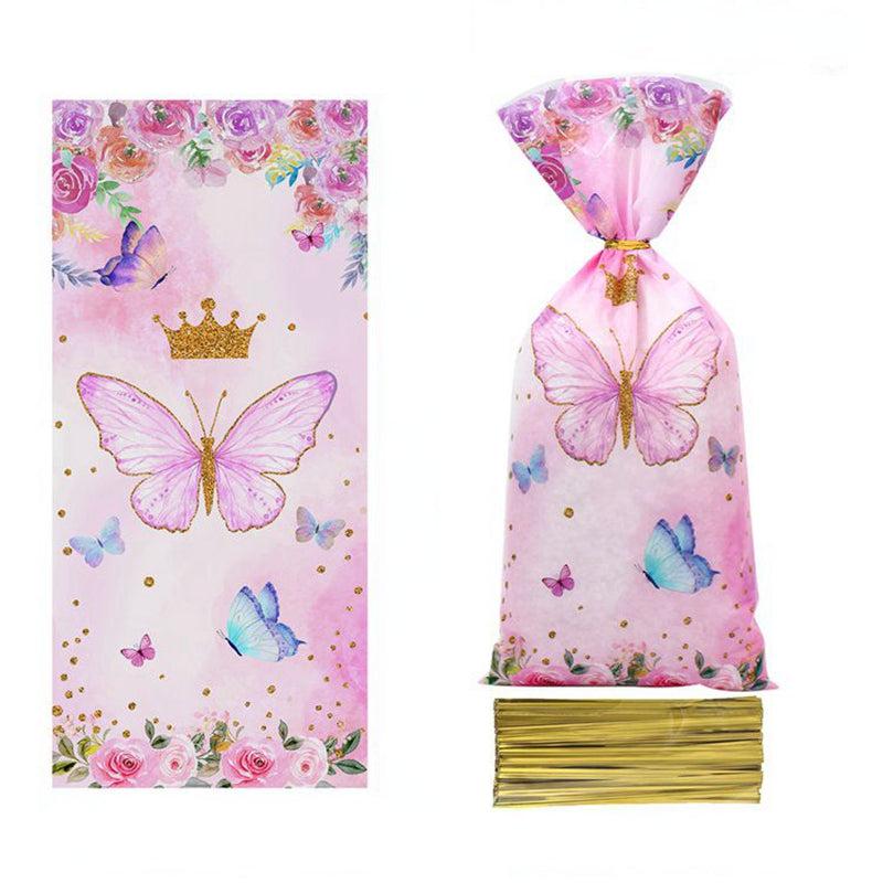 50 Strawberry Pink Butterfly Candy Gift Bags for Weddings, Birthdays