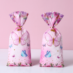 50 Strawberry Pink Butterfly Candy Gift Bags for Weddings, Birthdays