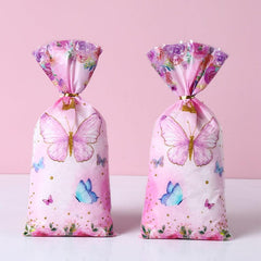 50 Strawberry Pink Butterfly Candy Gift Bags for Weddings, Birthdays