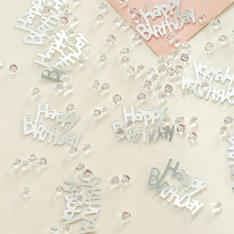 10g Happy Birthday Confetti Golden Silvery with Diamonds Decor