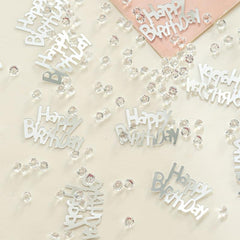 10g Happy Birthday Confetti Golden Silvery with Diamonds Decor