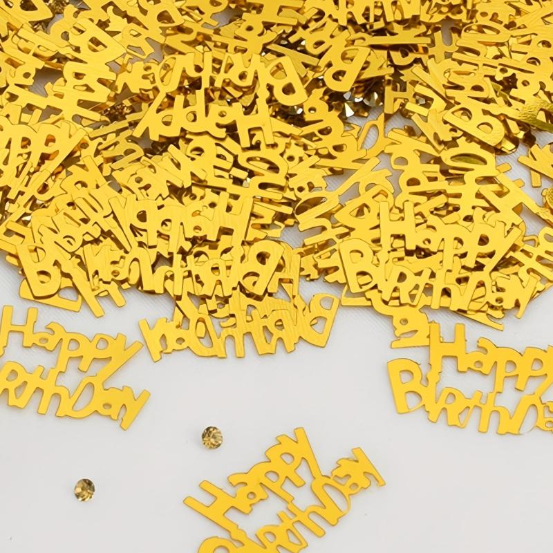 10g Happy Birthday Confetti Golden Silvery with Diamonds Decor