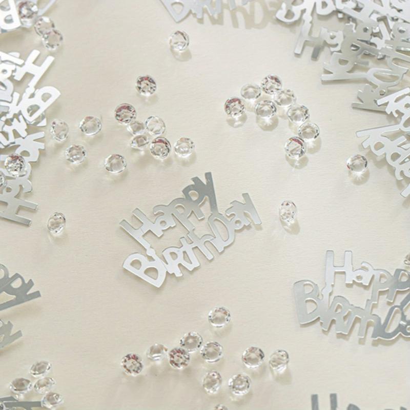 10g Happy Birthday Confetti Golden Silvery with Diamonds Decor