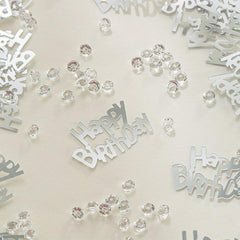 10g Happy Birthday Confetti Golden Silvery with Diamonds Decor