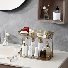 2 Tier Countertop Bathroom Organizer Cosmetic Storage Rack Plastic Shelves