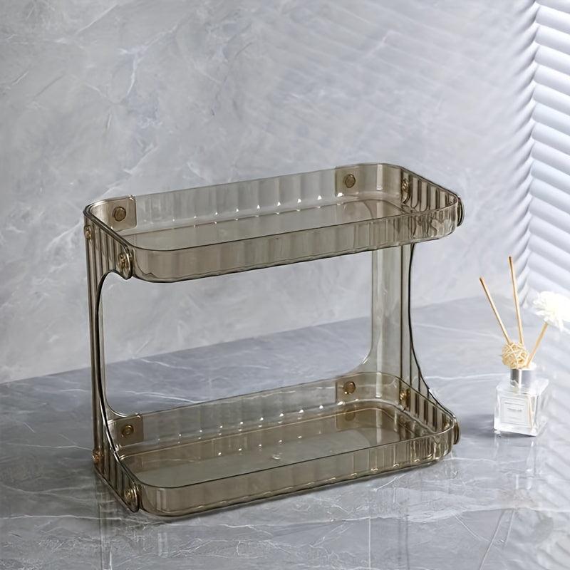 2 Tier Countertop Bathroom Organizer Cosmetic Storage Rack Plastic Shelves