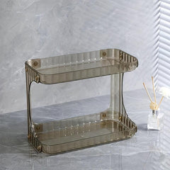 2 Tier Countertop Bathroom Organizer Cosmetic Storage Rack Plastic Shelves