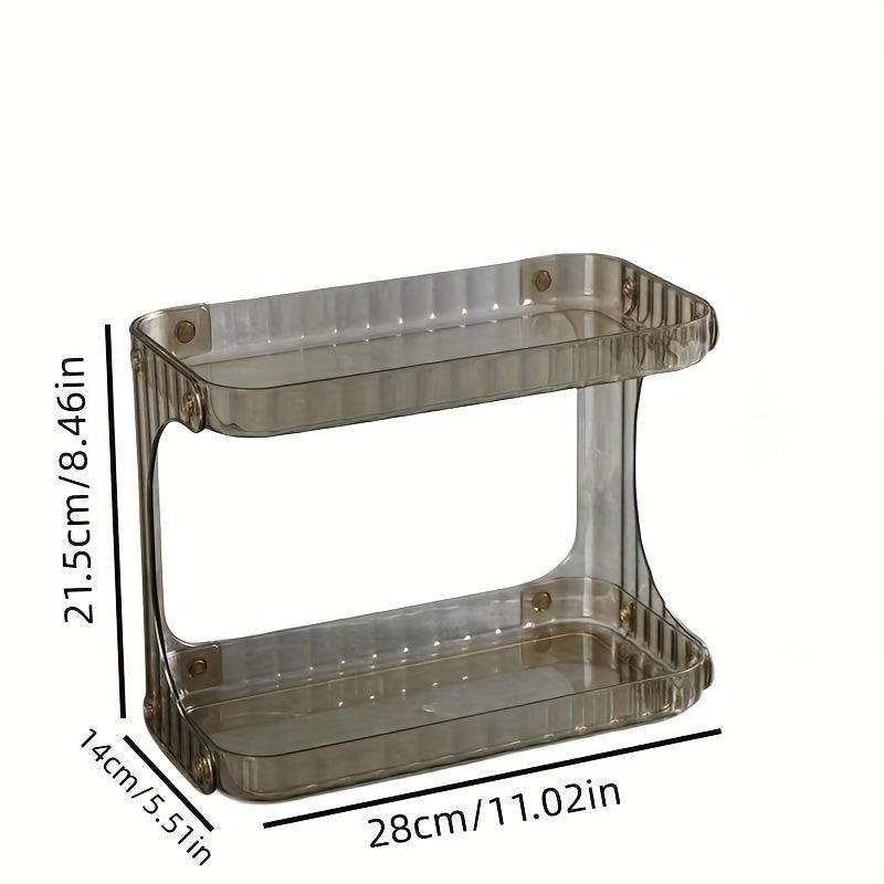 2 Tier Countertop Bathroom Organizer Cosmetic Storage Rack Plastic Shelves