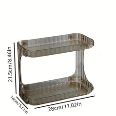 2 Tier Countertop Bathroom Organizer Cosmetic Storage Rack Plastic Shelves