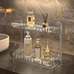2 Tier Countertop Bathroom Organizer Cosmetic Storage Rack Plastic Shelves