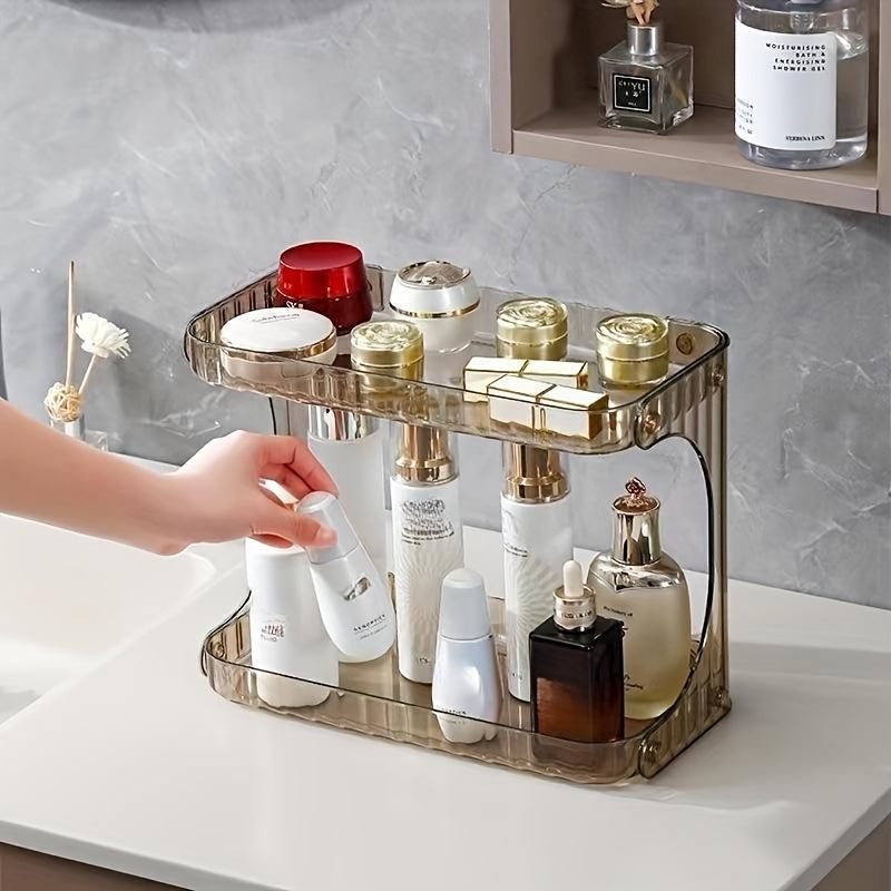 2 Tier Countertop Bathroom Organizer Cosmetic Storage Rack Plastic Shelves