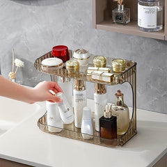 2 Tier Countertop Bathroom Organizer Cosmetic Storage Rack Plastic Shelves