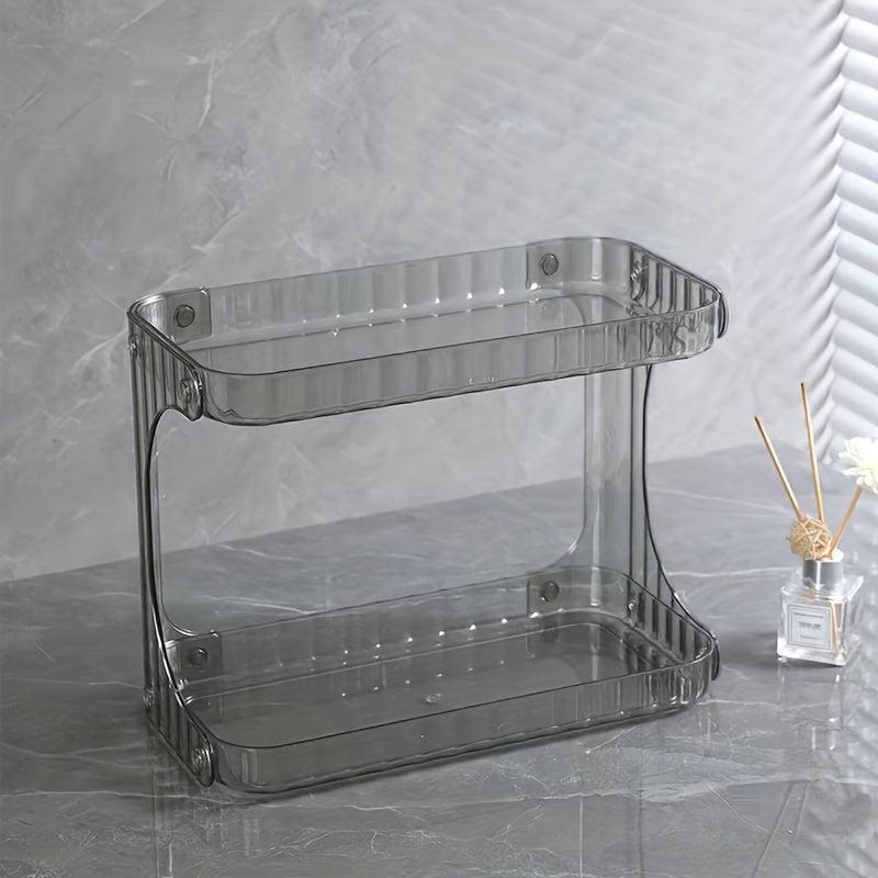 2 Tier Countertop Bathroom Organizer Cosmetic Storage Rack Plastic Shelves