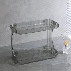 2 Tier Countertop Bathroom Organizer Cosmetic Storage Rack Plastic Shelves