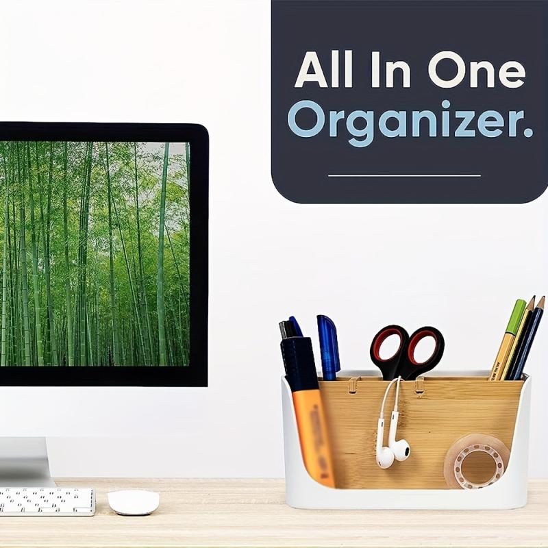 Desktop Storage Box Office Organizer Phone Tablet Stand Pen Rack Letter Holder