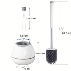Silicone Toilet Brush and Holder Set for Easy Cleaning