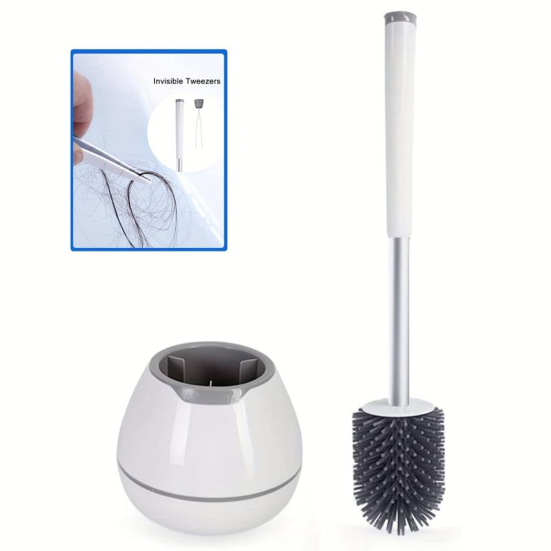 Silicone Toilet Brush and Holder Set for Easy Cleaning