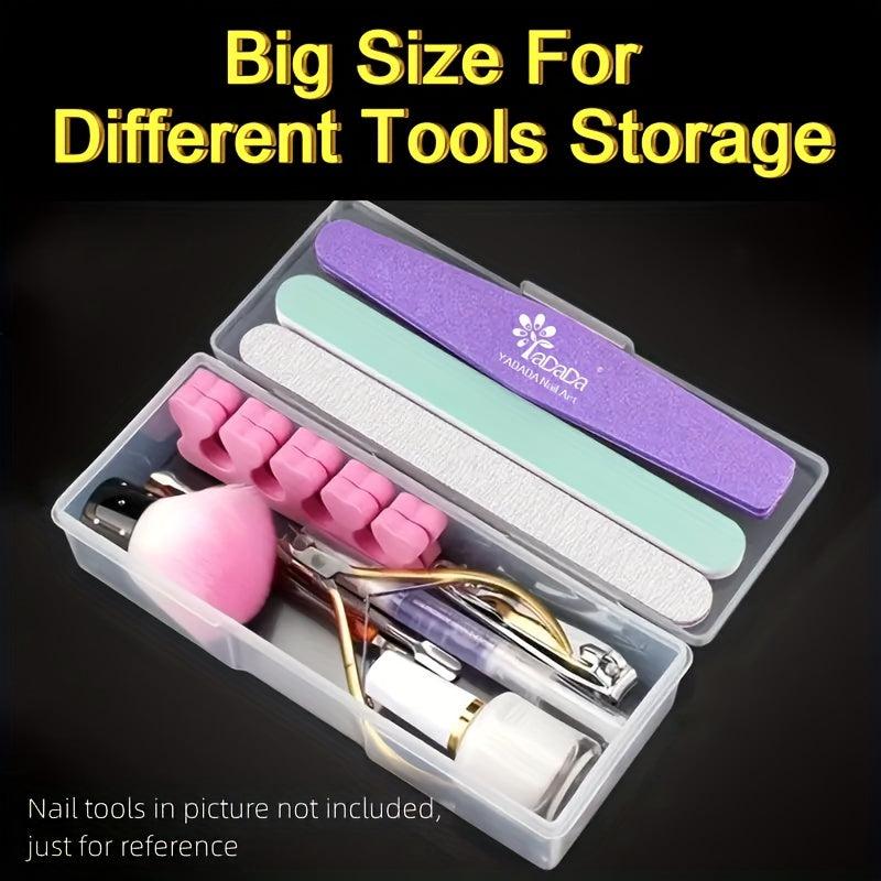 Portable Clear Cosmetic Storage Box with Lid for Nail Art and Manicure