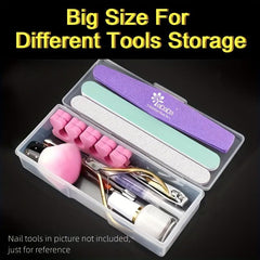 Portable Clear Cosmetic Storage Box with Lid for Nail Art and Manicure