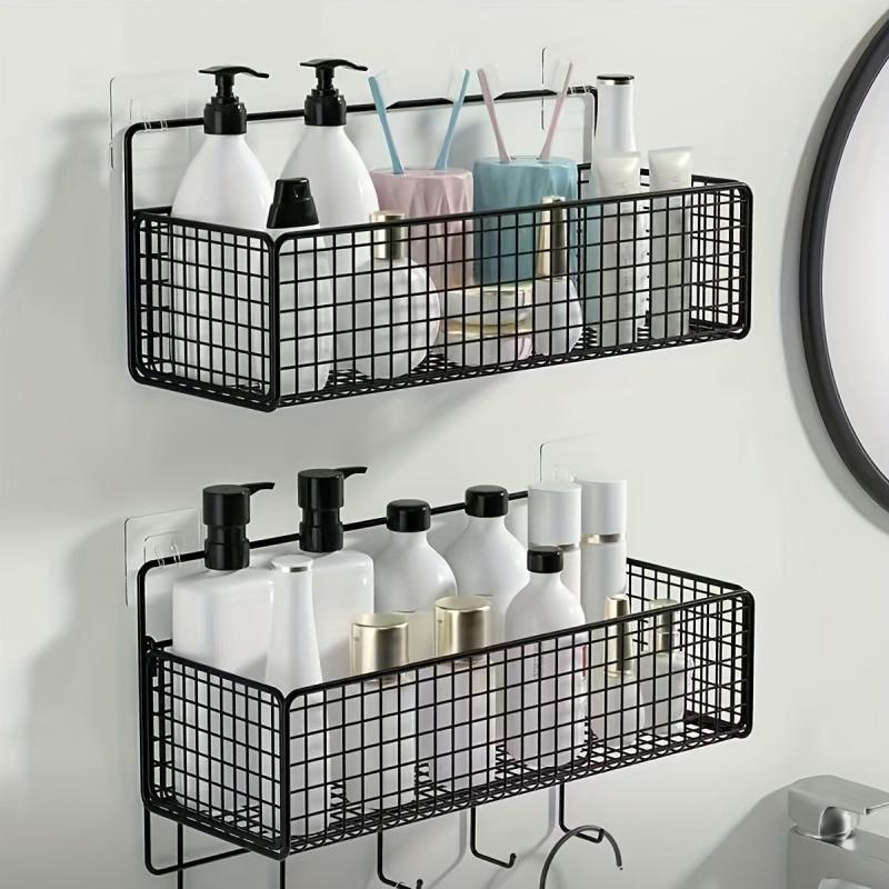 Wall Mounted Bathroom Storage Rack Shower Caddy Basket Organizer