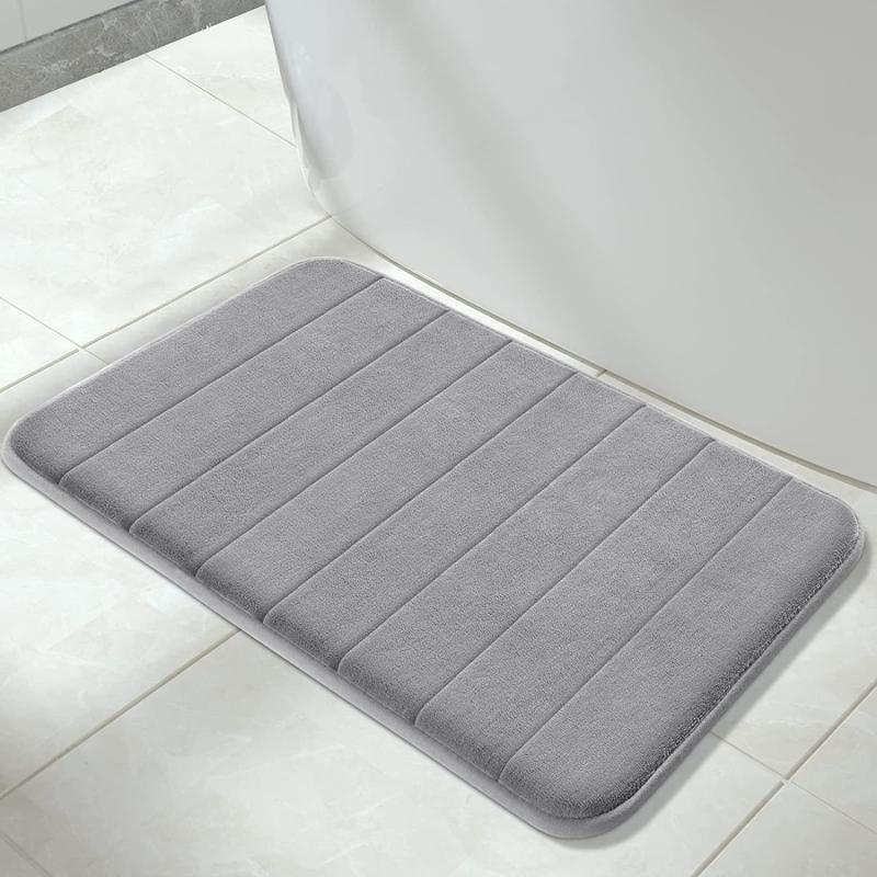 Memory Foam Bath Rug Light Grey Quick Drying Door Mat