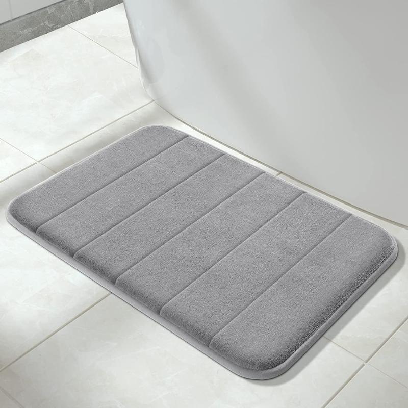 Memory Foam Bath Rug Light Grey Quick Drying Door Mat