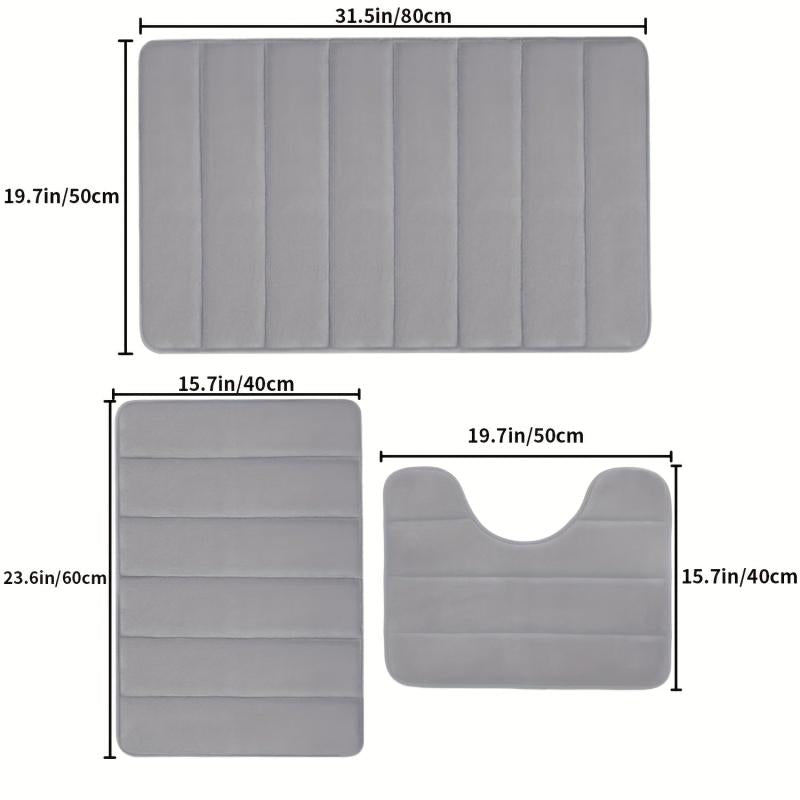 Memory Foam Bath Rug Light Grey Quick Drying Door Mat