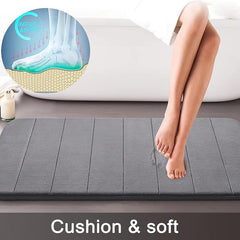 Memory Foam Bath Rug Light Grey Quick Drying Door Mat