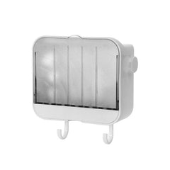 Wall mounted Soap Dish With Lid & Hooks Bathroom Soap Storage Box