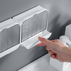 Wall mounted Soap Dish With Lid & Hooks Bathroom Soap Storage Box