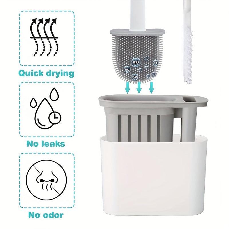 Long Handle Silicone Cleaning Brush Toilet Brush With Holder Box