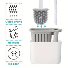 Long Handle Silicone Cleaning Brush Toilet Brush With Holder Box