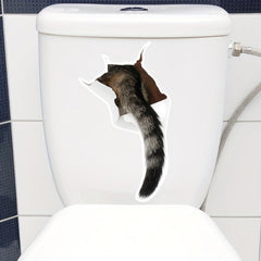 Cat Tail Pattern Toilet Lid Decal Self Adhesive Sticker Bathroom Decor