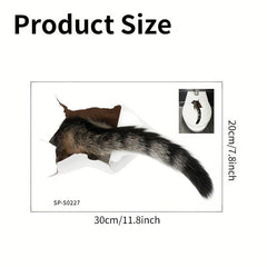 Cat Tail Pattern Toilet Lid Decal Self Adhesive Sticker Bathroom Decor