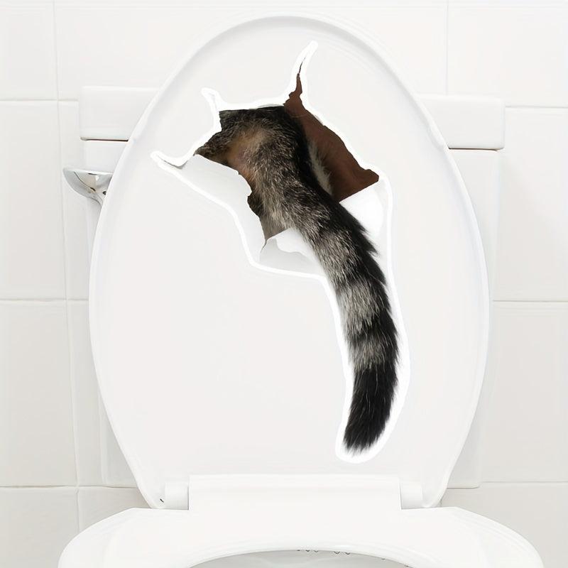 Cat Tail Pattern Toilet Lid Decal Self Adhesive Sticker Bathroom Decor