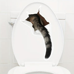 Cat Tail Pattern Toilet Lid Decal Self Adhesive Sticker Bathroom Decor