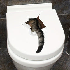 Cat Tail Pattern Toilet Lid Decal Self Adhesive Sticker Bathroom Decor