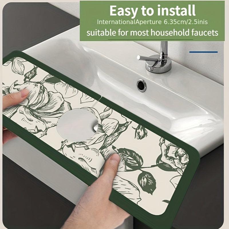 Sink Faucet Draining Mat Absorbent Pad Non-slip Mat