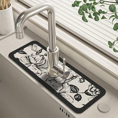 Sink Faucet Draining Mat Absorbent Pad Non-slip Mat