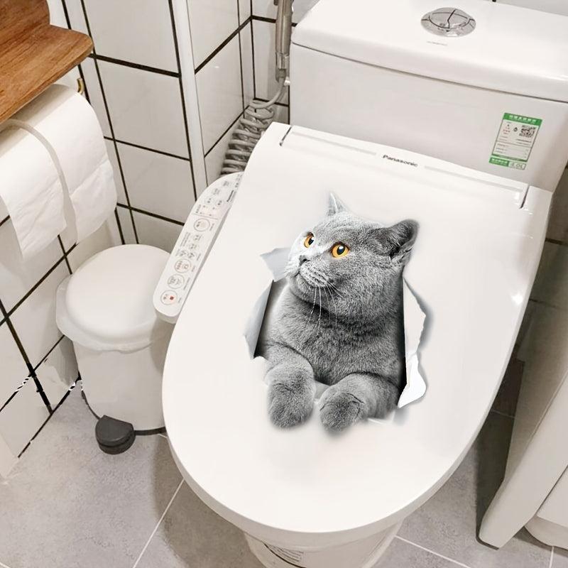 Adorable Kitten Toilet Sticker - Fun Bathroom Decor