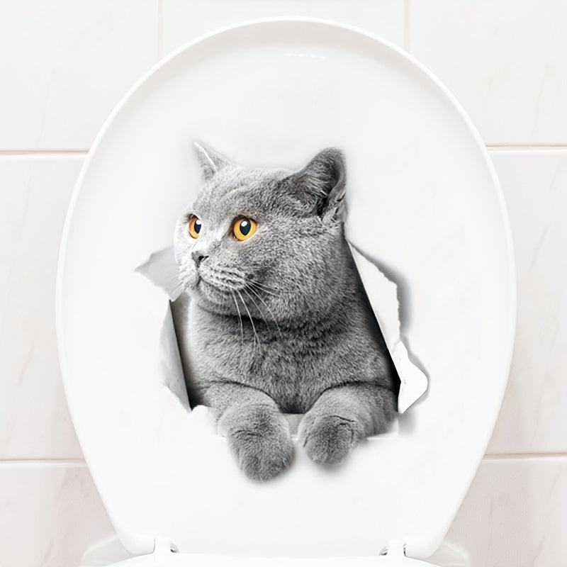 Adorable Kitten Toilet Sticker - Fun Bathroom Decor