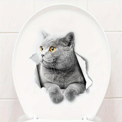 Adorable Kitten Toilet Sticker - Fun Bathroom Decor